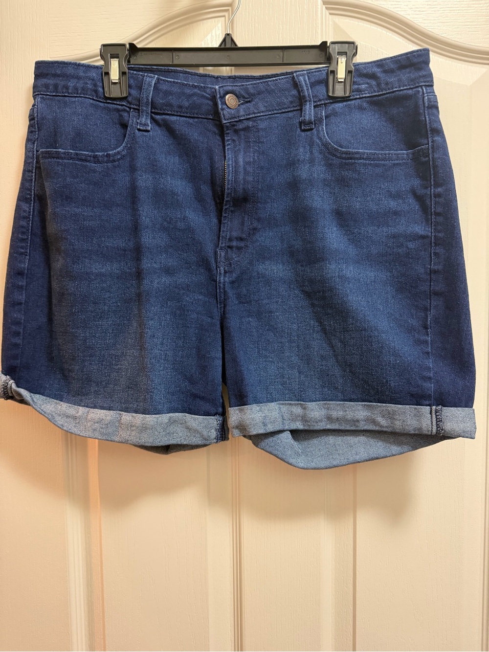 Classic Dark Blue Denim Roll-Cuff Women’s Shorts